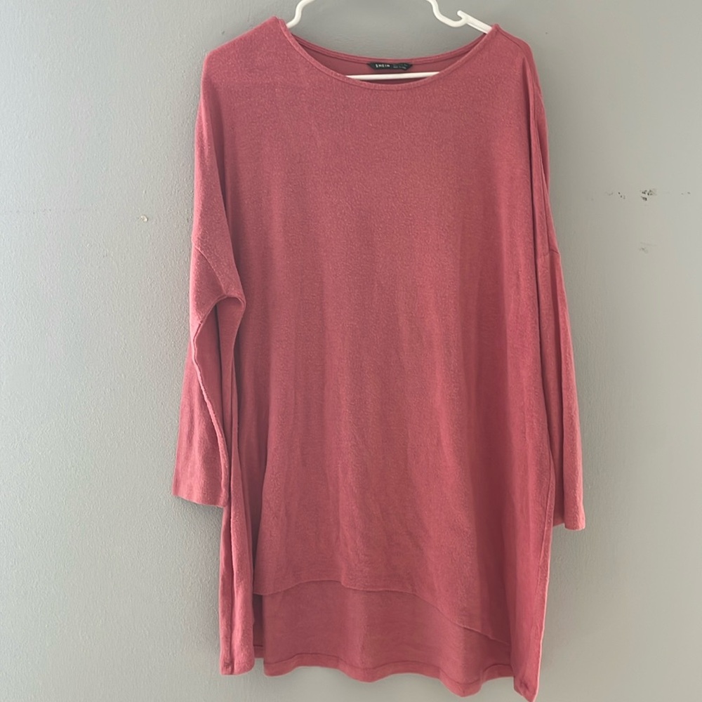 Pink hi-low tunic top